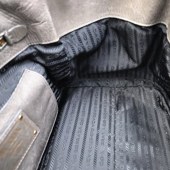 PRADA Logo 2 Way Shoulder Hand Bag Nylon Leather Gray GHW - Picture 11 of 16